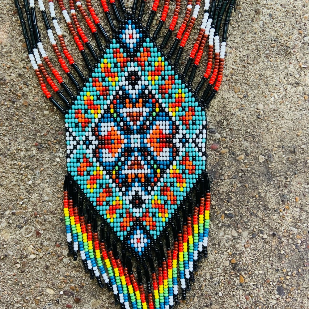 Long Handmade Beaded Necklace Red